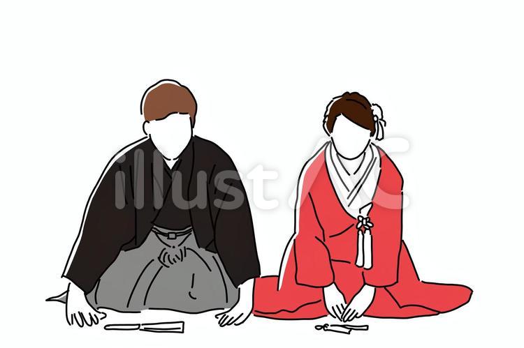 ウエディング　和装イラスト　色あり 結婚式,和装,ウエディングのイラスト素材