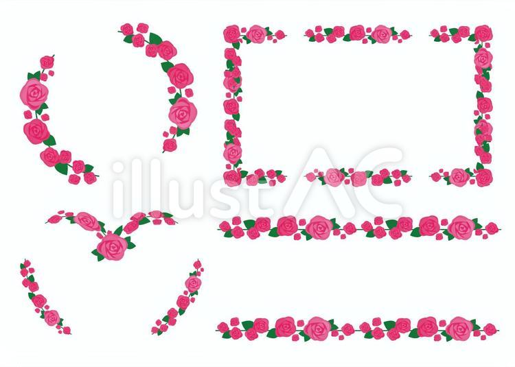 4薔薇・カーネーション枠（豪華、ピンク） カーネーション,母の日,フレームのイラスト素材