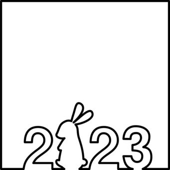 2023 Rabbit New Year's card frame, 2023, years, new year's card, JPG, PNG and AI