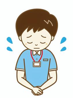 コーチ　お詫び2 トレーニング,コーチ,インストラクター,ジム,スポーツジム,フィットネス,体操,運動,健康,スタッフのイラスト素材