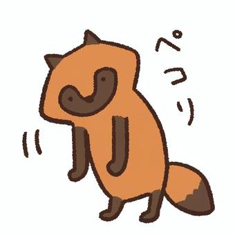謝るタヌキ１ たぬき,かわいい,ゆるい,ぺこり,挨拶,ごめん,ごめんなさい,申し訳ありません,すみません,こんにちはのイラスト素材