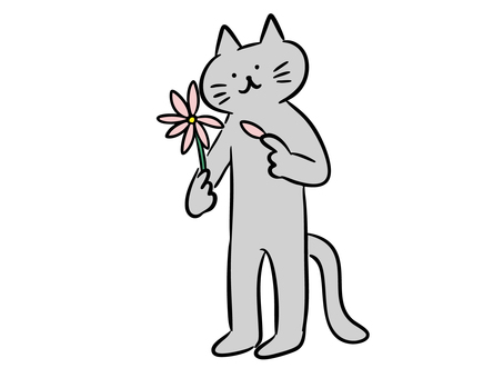花占いをする猫（カラー） 猫,花占い,占い,花びら,恋愛,悩み,恋煩い,メルヘンチック,暮らし,かわいいのイラスト素材