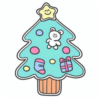クリスマスツリーの手描きイラスト4 クリスマス,ツリー,もみの木,手描き,かわいい,挿絵,12月,飾りのイラスト素材