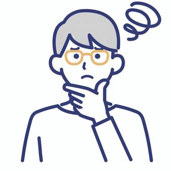 悩む男性のイラスト 困る,考える,男性,人物,表情,不安,問題,疑問,迷う,心配のイラスト素材