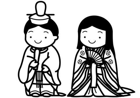 平安人-1c 平安時代,平安,貴族,正装,冠,束帯,杓,袴,沓,十二単のイラスト素材