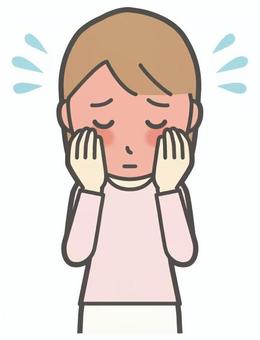  ロングヘア女性-273-バスト 赤面,女性,女の子,人物,かわいい,恥ずかしい,焦る,慌てる,バストアップ,上半身のイラスト素材