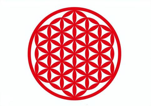 フラワーオブライフ　レッド フラワーオブライフ,スピリチュアル,神秘的,神,模様,形,古代,アイコン,シンプル,宇宙のイラスト素材