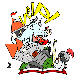絵本の物語 絵本,本,城,姫,ドラゴン,勇者,剣のイラスト素材