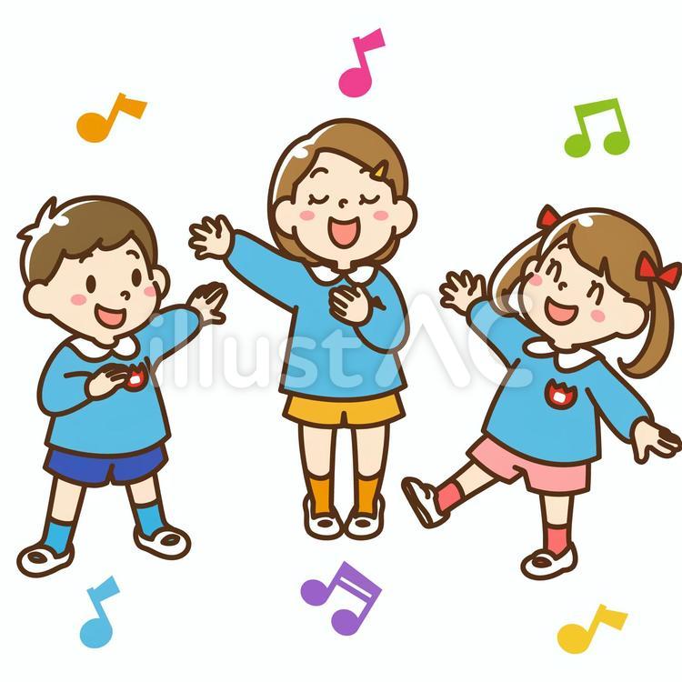 歌って遊ぶ幼稚園児 幼稚園児,園児,子どものイラスト素材