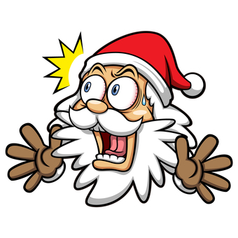サンタクロースのビックリ顔 サンタクロース,サンタ,クリスマス,びっくり,顔,驚き,ショック,目玉,両手,手袋のイラスト素材