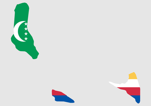 コモロの地図（国旗柄） コモロ,地図,国旗,外国,海外,地理,土地,国土,地形,世界のイラスト素材