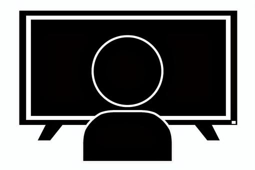 テレビ視聴中 テレビ,ワイド,横長,長方形,液晶,映像,番組,インテリア,生活,人物のイラスト素材