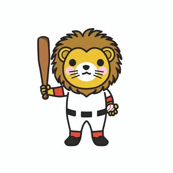 野球のユニフォームを着た動物　ライオン 野球,バット,ボール,ユニフォーム,試合,練習,スポーツ,チーム,打者,バッティングのイラスト素材