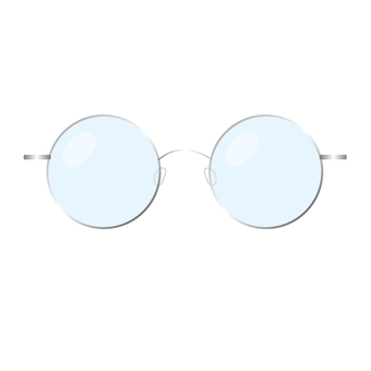 丸メガネ　細縁　銀 丸メガネ,ファッション,フレーム,シンプル,ベクター,眼鏡,レンズ,半透明,水色,銀のイラスト素材