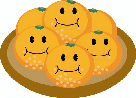みかん　 みかん,キャラ,顔,沢山,複数,柑橘類,フルーツ,おいしい,栄養,デフォルメのイラスト素材