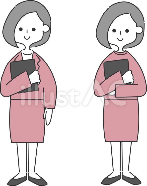 ノートを持つ女性２タイプ 女性,人物,全身のイラスト素材