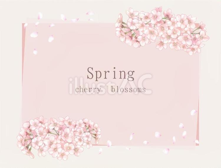 春のかわいい桜フレーム枠フリーカード素材 フレーム,桜,春のイラスト素材