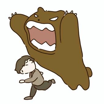 人を襲う熊 熊,凶暴,怖い,食べられる,人間,襲うのイラスト素材