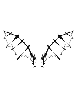 両翼 翼,悪魔風,モノクロ,タトゥー,左右のイラスト素材