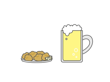 Beer and fried chicken, birra, pollo fritto, alcool, JPG and PNG