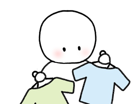 服を選ぶ（寒色） ショッピング,選ぶ,服,着替え,棒人間,人物,手描き,落書き,表情,シンプルのイラスト素材