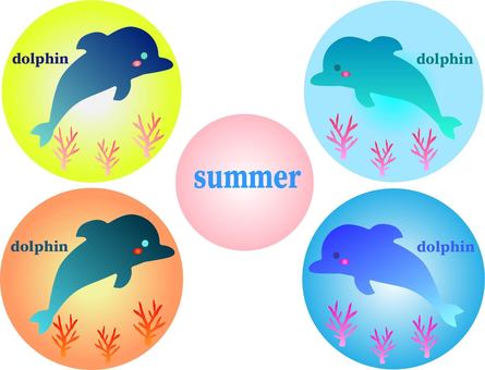 Dolphin icon set summer, , JPG, PNG and AI