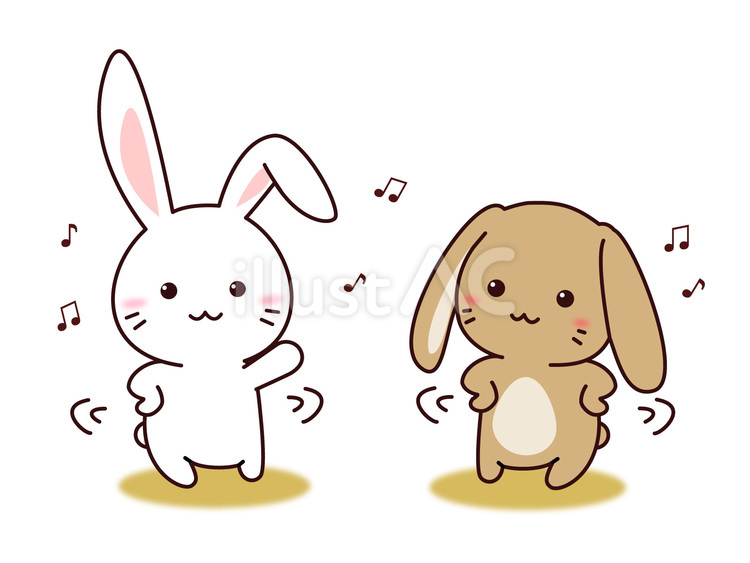 踊るうさぎさんたちイラスト - No: 24369135｜無料イラスト