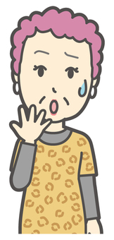  大阪のおばちゃん-128-バスト 困る,おばちゃん,大阪,ヒョウ柄,おばはん,中年,女性,関西,派手,おばさんのイラスト素材