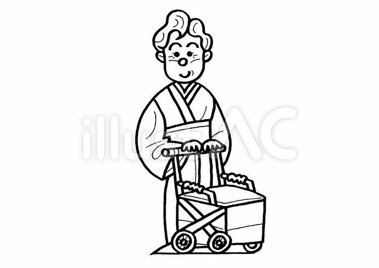 塗絵　おばあさん　01 ぬりえ,スケッチ,色塗りのイラスト素材