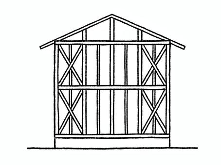 軸組 建築,軸組,柱,梁,木造,建設,住宅,構造,筋交,通し柱のイラスト素材