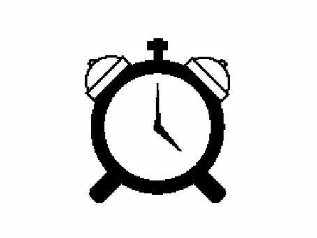 目覚まし時計のドット絵風白黒アイコン 目覚まし時計のドット絵風白黒アイコン 目覚まし時計,時計,時間,早起き,アナログ時計,時刻,タイマー,白黒,モノクロ,シンプルのイラスト素材