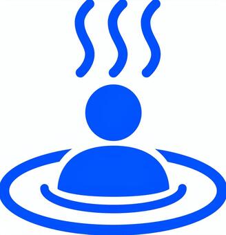 ピクトグラムの青の温泉です。 ピクトグラム,温泉,シンプル,露天風呂,湯船,旅館,風呂,日本,癒し,リラックスのイラスト素材