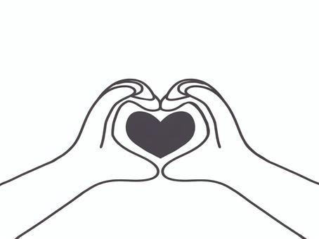 Heart and hands surrounding it (black and white), , JPG and PNG