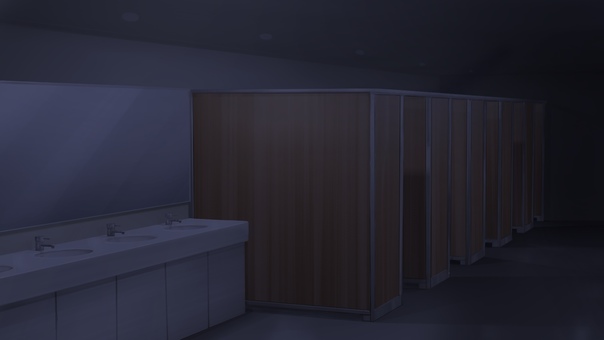 暗い施設のトイレ　背景イラスト トイレ,お手洗い,施設,商業施設,空いている,空き,室内,背景,壁紙,絵のイラスト素材