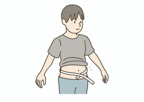 健康診断でメタボ検査を受ける男性 健康診断,メタボ,検査,男性,医療,病院,健診,生活習慣病,腹囲,ウエストのイラスト素材