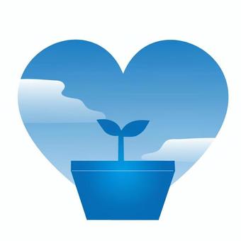青空と鉢植え ハート,空,双葉,植木鉢,鉢植えのイラスト素材