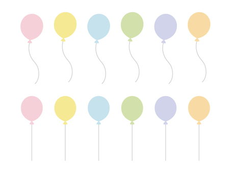 シンプル可愛い風船セット　パステルカラー 風船,セット,バルーン,シンプル,ピンク,黄色,黄,水色,青,黄緑のイラスト素材