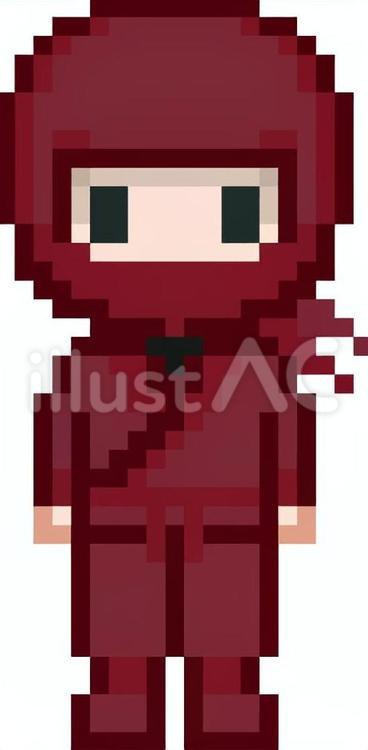 ドット絵のエンジ色の忍者です。 ドット絵,忍者,シンプルのイラスト素材