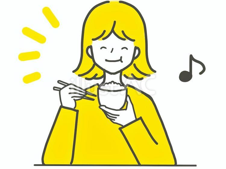 ご飯を美味しく食べる女性 女性,女の人,かわいいのイラスト素材