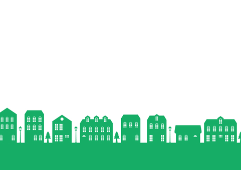 可愛い北欧風の街並みのイラスト風景 可愛い北欧風の街並みのイラスト風景 街,家,街灯,木,欧州,洋風,緑色,イラスト,風景,背景のイラスト素材