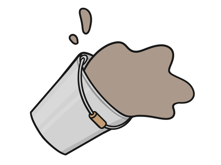 汚水が溢れそうな金属バケツのイラスト 生活,掃除,道具,金属バケツ,汚水,液体のイラスト素材