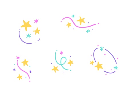 手描き星きらきら ゆめかわカラー きらきら,星,あしらい,装飾,ワンポイント,手描き,落書き,デコレーション,飾り,かわいいのイラスト素材