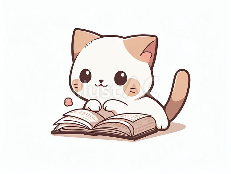 本を読む猫 本,猫,読書のイラスト素材