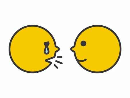 泣きながら話す人と穏やかに聞く人 相談,話す,カウンセリング,悩み,泣く,涙,悲しい,相談者,辛い,聞くのイラスト素材