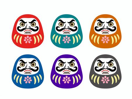 カラフルなだるまアイコンイラストセット ダルマ,縁起物,置き物,カラフル,商売繁盛,達磨,開運,祈願,飾り,日本のイラスト素材