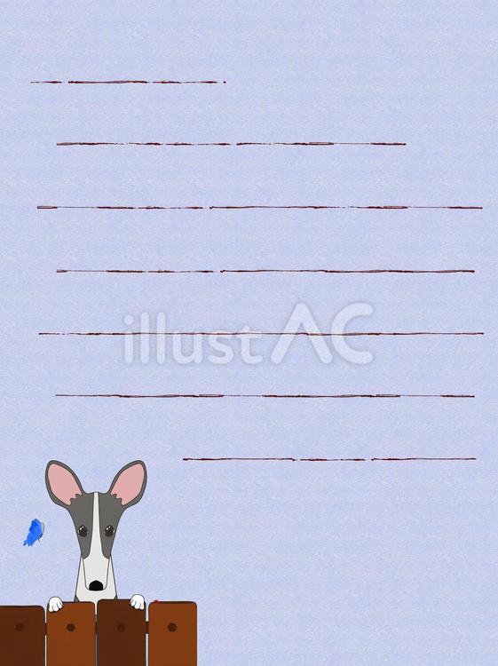 犬の便せん3 犬,短毛犬,イタグレのイラスト素材