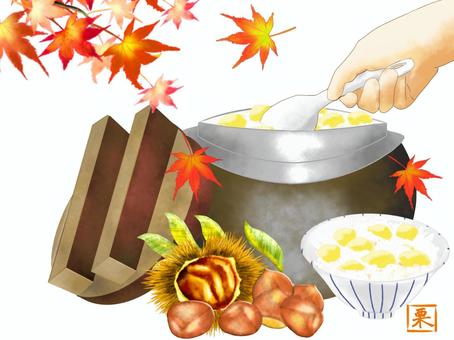 Chestnut rice, chestnut rice, a pot, chestnut, JPG and PNG