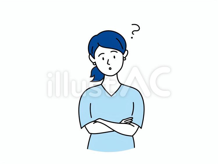 首を傾げる女性 女,女性,わからないのイラスト素材
