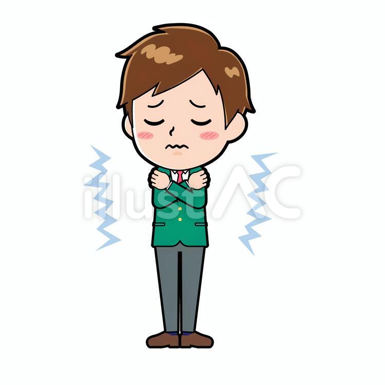 学生ブレザー男性　寒気 男性,人物,学生のイラスト素材