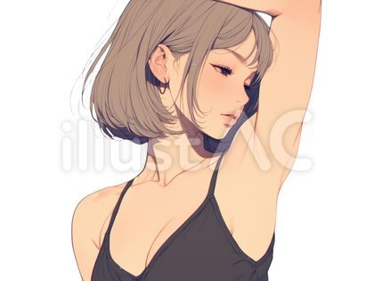 脇見せポーズをとる若くてかわいい女性